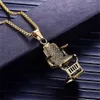 Pendant Necklaces Fashion Gold Silver Color Barber Shop Barber's Chair Seat Necklace Jewelry Long Chain Hip Hop Men296r