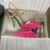 Sandals Large Size Women's12cm Sexy Fuchsia Color Blocking One Line With High Heels