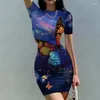 Casual Dresses Summer Ladies Sexy Body Dress Butterfly 3D Printed Lady Fashion Trend Women