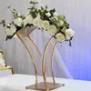 Décoration de fête 60 cm de haut) Vase géométrique en métal doré, présentoir de fleurs, fleurs de mariage pour AB0863