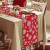 Christmas Table Runner Christmas Decoration Red Table Runner Table Linens Washable Wrinkle Resistant Washable Table Runners for Party Dinner, Dining Room
