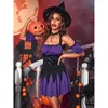 Costumes d'Halloween Costume de Cosplay Costume de Sorcière d'Halloween Jeu de Rôle Adulte Robe Courte Violette Performance de Cosplay Costumes de Groupe Spirituel d'Halloween