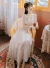 カジュアルドレス2023夏の妖精の誕生日キラキラフレンチスタイルレースメッシュ半袖ファッションデザインコットンロングアドバンス