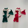 Conjuntos de roupas Milancel Natal Roupas de Bebê Infantil Elk Imprimir Bodysuit Calças Chapéu 3 Pcs Criança Ano Homewear Set 231027