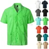 Men's Casual Shirts White Short Sleeve Button Down Cuban Guayabera For Men Cotton Formal Shirt Boys Traditional Summer Beach Tops