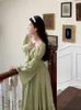 Casual Dresses 2023 Summer Elegant Vintage Dress Women Office Lady Chiffon Long Sleeve Korea Even Party Fashion Design Midi