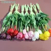 Fleurs décoratives Miranda-pétales artificielles en Silicone tulipe rose vraie touche décoration de Table cadeau de réchauffement de la maison 5 pièces bouquet