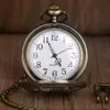 Zegarki kieszonkowe Zabytkowe szkielet mężczyzn Kobiety mody kwarcowy zegar zegar brązowy zegarek zegarek z łańcuchem 231027