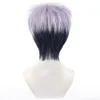 Catsuit Costumes Tokyo Revengers Takashi Mitsuya Cosplay with Earring Anime Purple Black Gradient Short Hair Heat Resistant Fibre + Wig Cap