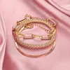 Pulseras de encanto 3pcsset moda gruesa cadena enlace brazaletes para mujeres vintage serpiente oro plata color conjunto punk joyería 231027
