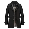 Men Blends Men Casual Jacket Autumn Winter Lapel Trench Coat Long Sleeve Single Breasted Pockets Mid length Windbreaker 231026