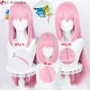 Catsuit Costumes Anime Bocchi the Rock Gotou Hitori Cosplay 80 cm de long rose cheveux raides résistant à la chaleur femmes perruques de fête + bonnet de perruque