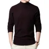2022 свитер, теплая мужская полуводолазка, однотонный пуловер, модный утепленный топ с длинными рукавами для среднего возраста