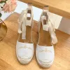 Classic Sandals Platform High Heel Open Toe Women's Designer Leather Outsole Sea Sands Casual Banquet Factory Shoes Size 35-42 With Box