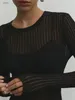 Kvinnors tröjor perspektiv sexig tunn stickad tröja kvinnor fast färg grundläggande pullover topp casual mysig långärmad tshirts 2023 vår sommar 231026