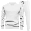 Trainingspakken voor heren Herfst Winter Mode Joggingpak Tweedelige set T-shirts met lange mouwen Tops en broeken Casual wafel Effen sportkleding