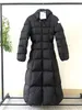 23冬の新しい長いフード付きスリムフィットダウンコートジャケットの女性の肩NFC機能ダウンコートサイズ0-4
