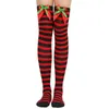 Kvinnor Socks Bow Christmas Sexy Lår Highs Halloween Stockings Holiday Funny Kne Fashion Striped