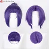 CATSUT -kostymer Blue Lock 34 cm Purple Reo Mikage Heat Resistant Hair Seishiro Nagi Cosplay Anime Wigs + Wig Cap