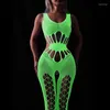 Women Socks Sexy Lingerie Luminous Body Stocking Fluorescent Mesh Bodysuit Tube Top Jumpsuit