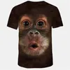 Men's T-Shirts Style Animal Monkey 3D Face Digital Print T-shirt Male243B