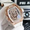 Richardmill Watch Richads Milles Richad Inlaid Diamond Hollow Leisure Large Dial Automatic Movement Inhourion Full Skull Man Machine