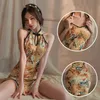 Seksi Set Chinoiserie Seksi Erotik Takım Setleri Kadınlar için Cosplay Costume Seks Giysileri Çin Stili Hanfu Cheongsam Chi-Pao Exotic Apparel 231027