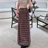 Work Dresses Brand Autumn Winter Chic Women High Quality Wool-blend Plaid Tweed Coat High-rise Skirt B528