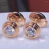 Boucles d'oreilles en or Rose 18K Au750 pour femmes, diamants Moissanite ronds de 0.2 Ct, élégants, pour fête de mariage, fiançailles, anniversaire, tendance