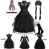 Vestidos de niña Niñas Miércoles Vestido Niños Addams Halloween Negro Ropa familiar Niños Bailando Cosplay Disfraz Princesa Navidad Fantasía 231027