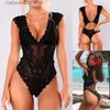 Set sexy Orsacchiotti sexy Maglia di pizzo Body da donna Lingerie sexy Halter Tuta Pigiama Hollow See-through Teddy Body T231027