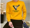 New Men's Embroidered Eagle with sequins Long Sleeve black T-shirt Round Neck boys Light sequins V Comfortable Personalized Fashion Brand bottom shirts