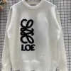 2023 winter women's trend round neck black and white embossed letter new sweater loose and thin