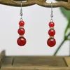 Boucles d'oreilles pendantes en pierre de calcédoine, 3 belles perles, cadeaux pour femmes et filles, boucles d'oreilles, Design de fabrication de bijoux à la mode