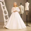 Girl Dresses Elegant White Flower Dress For Wedding Long Sleeve Applique Fluffy Floor Length Birthday Pageant First Communion Ball Gowns