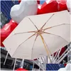 Parasol projektant mody parasol luksusowy złoty róra rączka biały parasol z pudełkiem Drop dostaw