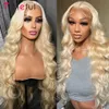 Synthetische Perücken 13x4 13x6 HD Transparent 613 Blonde Lace Frontal Echthaar Körperwelle 180 % malaysische Vorderseite 231027