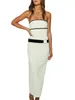 Casual Dresses Elegant Ivory Lace Midi Dress Women Vintage Off Shoulder A-Line Cocktail Party With Belted Waist