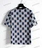 xinxinbuy Men designer Tee t shirt Chessboard grid Ice pattern jacquard short sleeve cotton women Black white S-XL