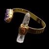 Bangle Y.YING natural Amethsyts Druzy White Quartz Bangle Gold color Electroplated Bracelet Adjustable 231027