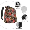 Rucksack mit Blumen- und Leopardenmuster, tropischer Druck, Outdoor-Rucksäcke für Teenager, bunt, langlebig, Schultaschen, ästhetischer Rucksack