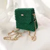 Evening Bags Women Mini Pearl Bag Handmade Vintage Green Beaded Fashion Crossbody Shoulder Messenger Female Women's Purse Flap Handbag