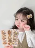 Hair Accessories 5 Pcs/Set Children Cute Brown Color Animal Bow Flower Ornament Clips Girls Acrylic Barrettes Hairpins Kids