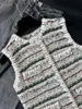 Kvinnors västar designer 2024 Tidig höst Cha Little Fragrance French Style Celebrity Woven Stripe Tweed Wool Vest Ecbi