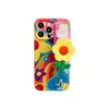 Casos de telefone celular Coréia do Sul Bonito 3D Girassol Pulseira Soft Case iPhone 14 13 12 11 Pro Max Colorido Flor Pulseira À Prova de Choque Capa Funda 231026