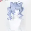 Catsuit Kostuums Vtuber EN7 XSOLEIL Lanza Cosplay 35 cm Kort Lichtblauw Paars Zaion Pruiken Hittebestendig Haar Nijisanjien + Pruik Cap