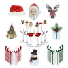 Dekoracje świąteczne 10PCS Karta Pucharu Santa Hat Wine Decor Ornaments Navidad Noel Rok Gift 231027