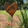 Garden Decorations Outdoor Rusty Metal Love Column Decoration Courtyard Lawn Art Wrought Iron Ornaments Retro Heart Gifts