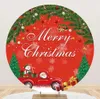 Decorações de Natal Feliz Natal Cenário Rodada Capa Red Xmas Family Party Decor Banner Pogal Fundo Círculo Com Elástico Prop 231027