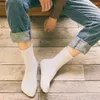 Meias masculinas lã 5 pares grossos homens outono inverno cor pura longo tubo quente toalha terry calcetines hombre meia